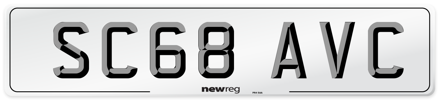 SC68 AVC Number Plate from New Reg